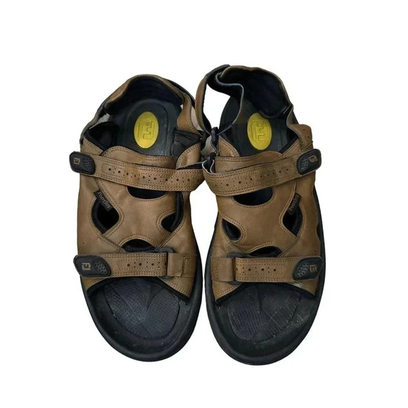 Footjoy 45692 FJ Men's Brown Strap Soft Spikes Golf‎ Adjustable Sandals Size 12M - Picture 1 of 4